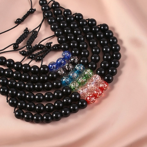 Beaded Bracelet Luminous Glow In The Dark Adjustable Woven Rope Handmade Glass Beads Fashion Jewelry Unisex