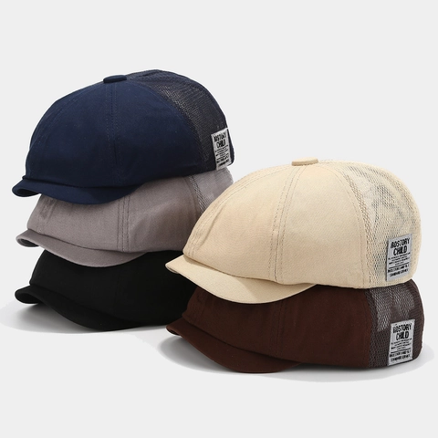 Gorra Newsboy De Malla Patchwork Transpirable Protección Solar Vintage Plana Para Hombres Mujeres Ajustable