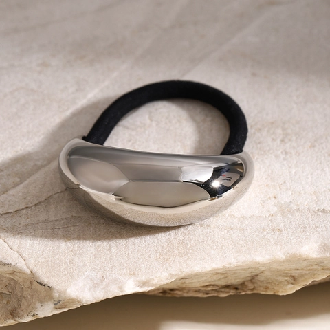 Minimalistisch Edelstahl Gebogenes Metallstück Haargummi Für Damen Hochelastische Scrunchie Tägliche Mode Haarschmuck