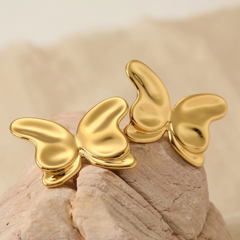 Butterfly Stud Earrings 316 Stainless Steel Mirror Polished Minimalist Sweet Jewelry Gift For Women Hypoallergenic
