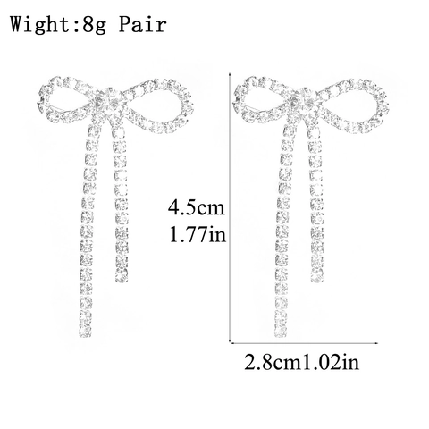 Elegante Schleife Lange Quasten Ohrringe Mit Strass Eingelegter Kupferschmuck Mit Edelstahl Ohrstecker Für Damen Hochzeit