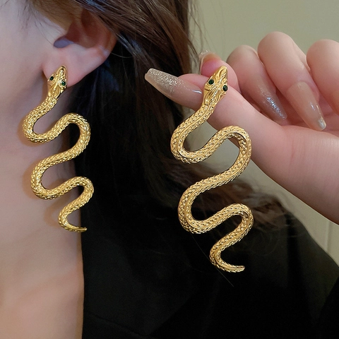 Orecchini Pendenti A Forma Di Serpente Con Perno In Argento Lega Strass Gioielli Hip Hop Personalizzati Donna