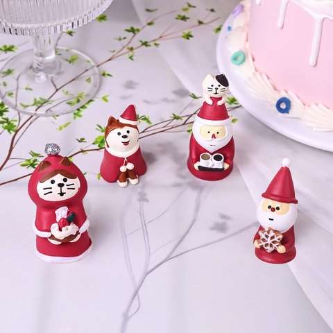 Christmas Silicone Mold DIY Santa Claus Cat Dog Shape For Resin Plaster Cake Decoration Desktop Ornament Crafting