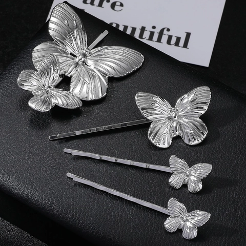 Eleganti Fermagli per Capelli a Farfalla 3D in Lega di Zinco Metallo Forato Forcine per Matrimonio Accessori per Capelli da Donna