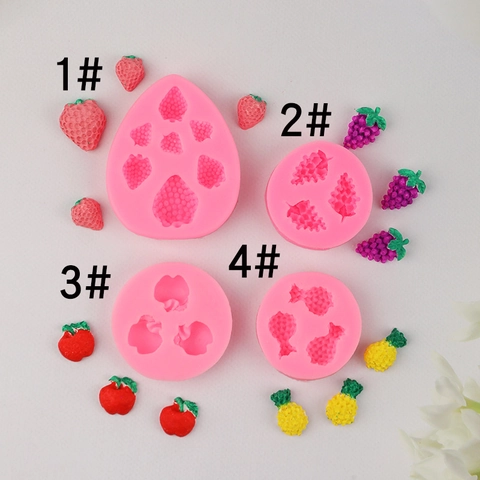 Fruit Shape Silicone Fondant Molds Strawberry Grape Apple Pineapple For DIY Baking Cake Decoration Craft Projects
