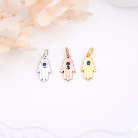 Hamsa Hand Böser Blick Anhänger Kupfer Zirkon DIY Schmuckzubehör Für Halskette Armband Herstellung Böhmischer Stil Frauen