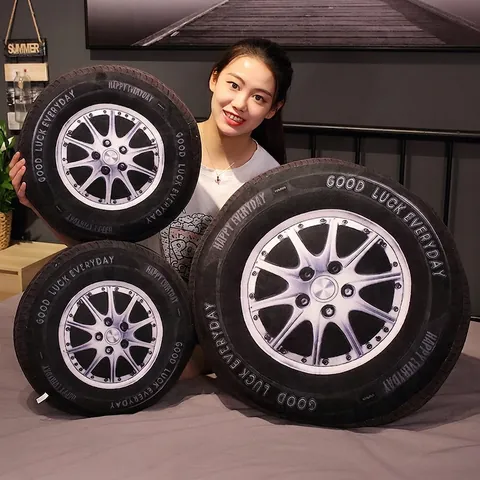 Creative Simulation Car Tire Roadblock Stop Sign Plush Pillows Soft Decorative Cushion For Home Car Office