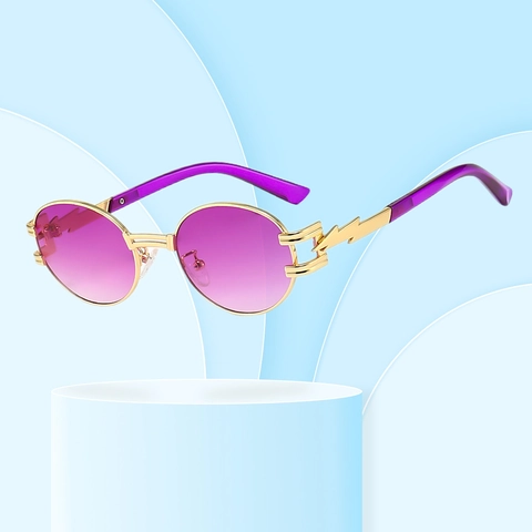 Gafas De Sol Steampunk Ovaladas Montura De Metal Patilla De Rayo Protección UV400 Moda Unisex