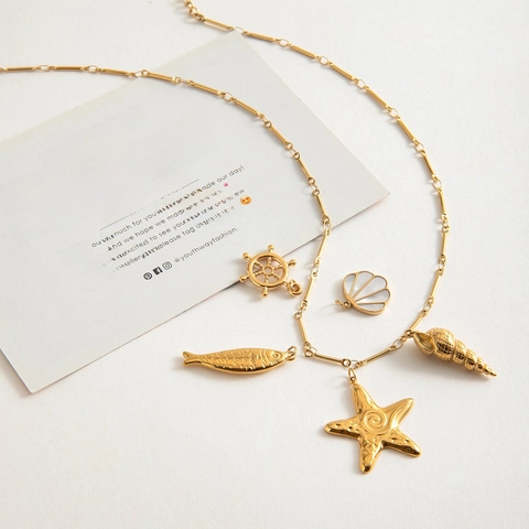 Handgefertigte Stabgliederkette Halskette 18K Vergoldet Edelstahl Wasserdicht Hypoallergen Minimalistischer Schmuck Für Damen