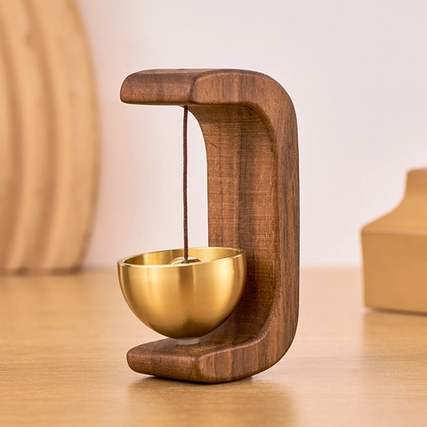 Timbre Magnético De Madera Minimalista En Forma De C Campanilla De Latón Alerta De Puerta Decorativa Para Hogar Tienda Oficina