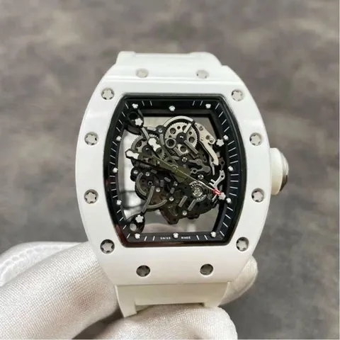 Skeleton Quartz Watch Tonneau Case Silicone Strap Luminous Analog Sporty Fashionable Timepiece Universal Style