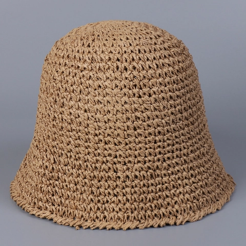 Damen Strohhut Fischerhut Gehäkelt Atmungsaktiv Faltbar Sonnenschutz Sommer Minimalistisch Bucket Hat