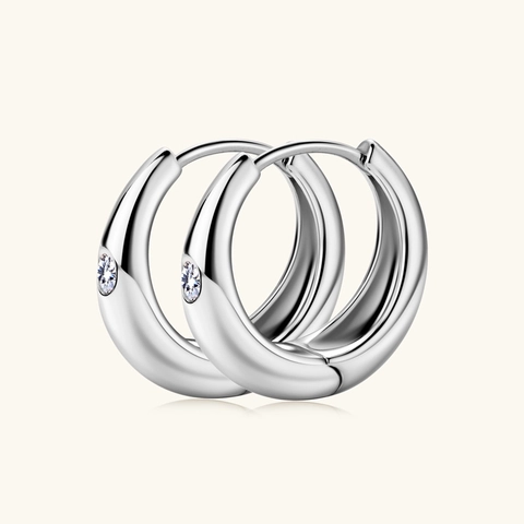 925 Sterling Silver Moissanite Hoop Earrings For Women Light Luxury Fashion U-Shaped Round Geometric Moissanite Stud Earrings