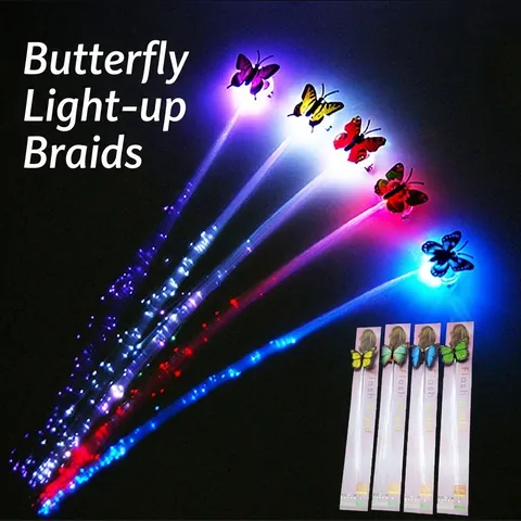 LED Gloeiende Haarvlechten Glasvezel Haarclip Kleurrijke Knipperende Vlinder Kerst Sneeuwpop Rendier Feestdecoratie Kinderen Speelgoed