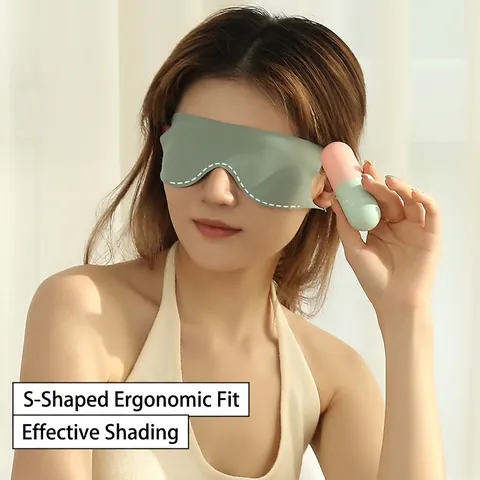 Portable Sleep Eye Mask Soft Breathable Nylon Stereoscopic Blackout Ergonomic Travel Night Mask And Capsule Storage Case