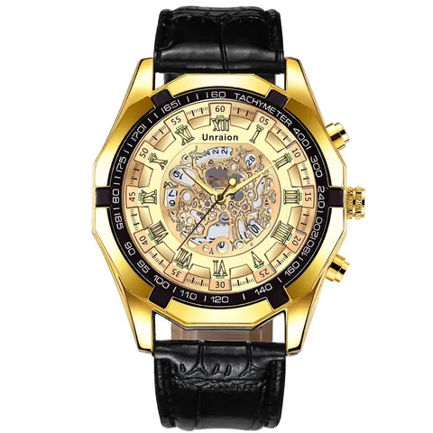 Men Automatic Mechanical Watch Skeleton Dial Stainless Steel Luminous Waterproof Luxury Business Wristwatch For Men
