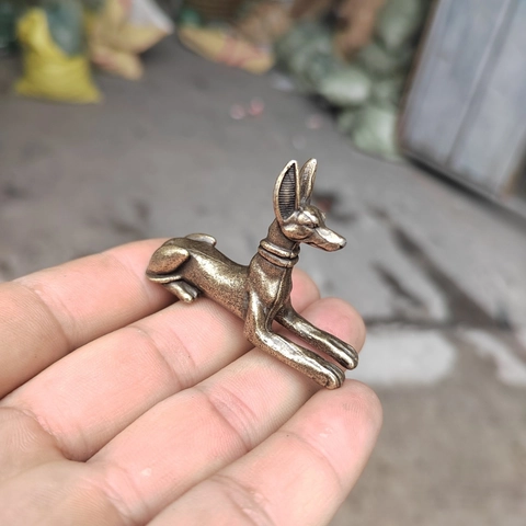 Mini Statuetta Di Cane In Ottone Statua In Rame Vintage Ornamento Animale Antico Decorazione Da Scrivania Anubis Egiziano Levriero