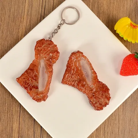 Realistic Lamb Chop Food Model Simulation Meat Toy PVC Photography Prop Play House Decor Keychain Accessory