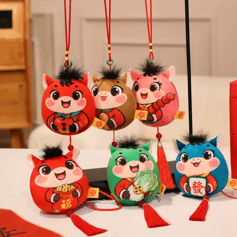 Süßes Plüsch Pferd Sternzeichen Maskottchen Anhänger Traditionelles Neujahrsgeschenk Stofftier Mit Quaste Roter Schnur Für Festival Home Dekoration