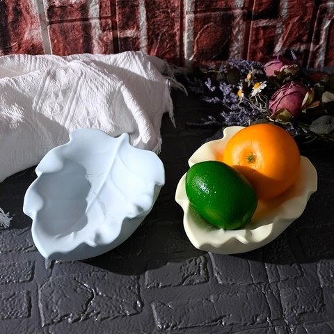 Moule Silicone Forme Feuille DIY Résine Époxy Plâtre Coulée Bol De Rangement Plateau Fruits Décoration Maison