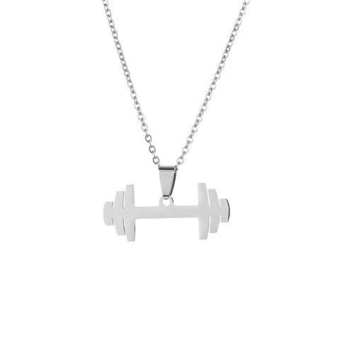Collar Con Colgante De Mancuerna De Acero Inoxidable Joyería Deportiva De Fitness Para Hombres