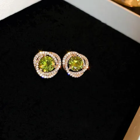 Orecchini A Lobo Tondi Spirale Fiore Cavo Micro Pavé Zircone Rame Con Perno In Argento Vintage Francese Per Donna