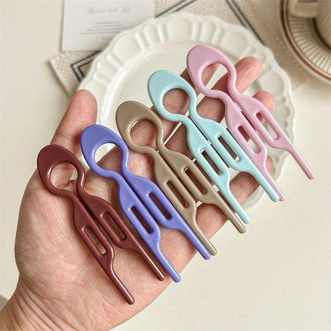 U-Vormige Haarstok Vork Hars Zinklegering Minimalistisch Elegant Knot Styling Accessoire Voor Dames Dagelijks Veelzijdige Haarseld