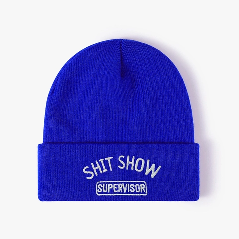Σκούφος Beanie Shit Show Supervisor Κέντημα Ακρυλικό Πλεκτό Με Γύρισμα Ριμπ Ζεστό Χειμερινό Casual Για Άνδρες Γυναίκες