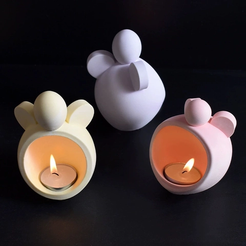 Mouse Head Silicone Mold For DIY Plaster Candle Holder Resin Aromatherapy Base Crafting Tool