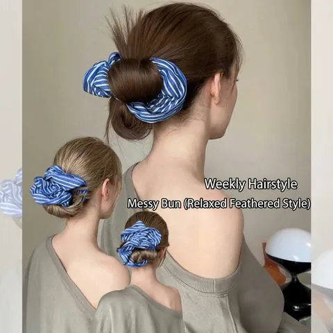 Elastici Per Capelli In Tessuto A Righe Scrunchies Con Volant Per Donna Accessori Per Capelli Stile Coreano Blu Bianco