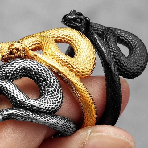 Anello Serpente Acciaio Inoxidabile Stile Punk Retrò Avvolgimento Animale Gioielli Gotici Per Uomini Donne Accessorio Moda Regalo