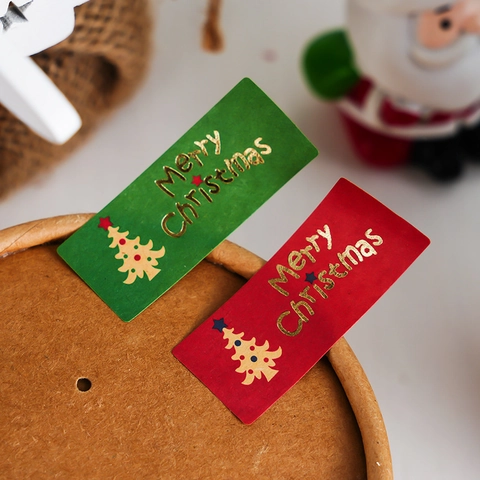 Adesivi Natalizi Carta Kraft Doratura Etichette Buon Natale Per Confezioni Da Forno E Decorazioni Regalo