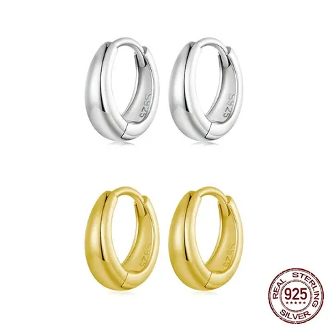 Orecchini A Cerchio Lisci Minimalisti In Argento Sterling 925 Gioielli Geometrici Ovali Per Donne Quotidiani