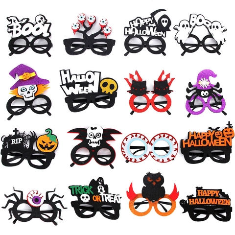 Halloween Glasses Novelty Party Eyewear Plastic Felt Pumpkin Skull Bat Spider Ghost Decorative Fun Photo Props Accessory