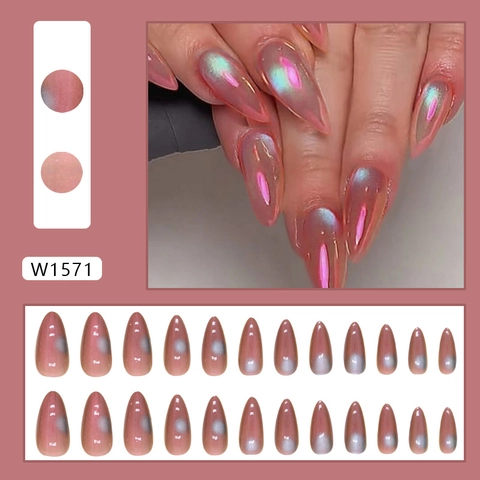 Kunstnagels Press On Donkerrood Kattenoog Gradiënt Glanzend Stiletto Valse Nagels Voor Dames Dagelijks