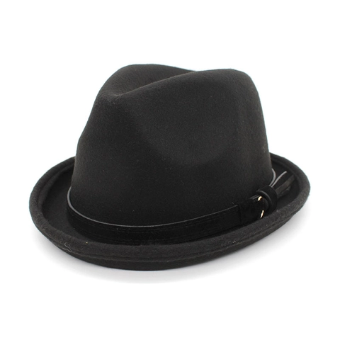 Vintage Fedora Hat Woolen Felt British Style Retro Curled Brim For Men Women With Belt Buckle Elegant Autumn Winter