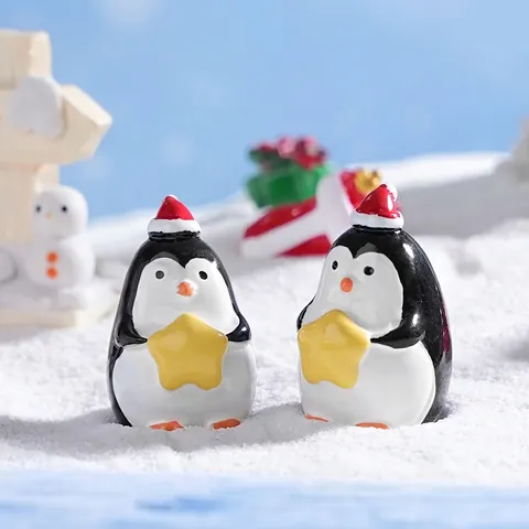 Miniatur Weihnachten Meerestiere Figuren Harz Pinguin Schildkröte Wal Eule Mikro Landschaft DIY Desktop Ornamente