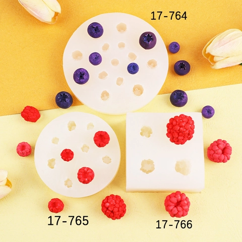 Stampo In Silicone Forma Di Frutta Lampone Mirtillo Per Decorazione Torte Fondente Cioccolato Caramelle DIY Resina Gesso