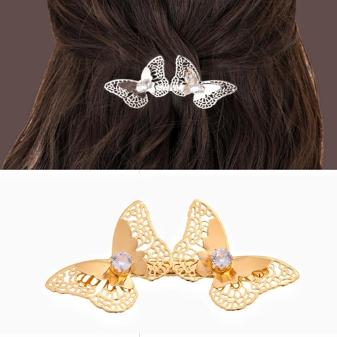 Schmetterling Haarklammern Legierung Straß Hohl Metall Haarnadeln Braut Hochzeit Barock Haarschmuck Für Damen