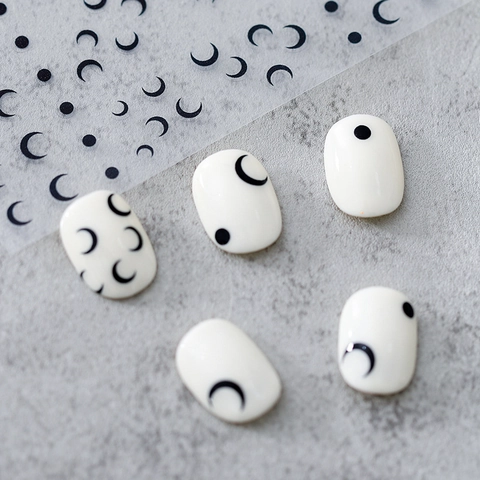 Crescent Moon Dot Nail Art Stickers Thin Self Adhesive Decals DIY Manicure Minimalist Ins Style Nail Art Decorations