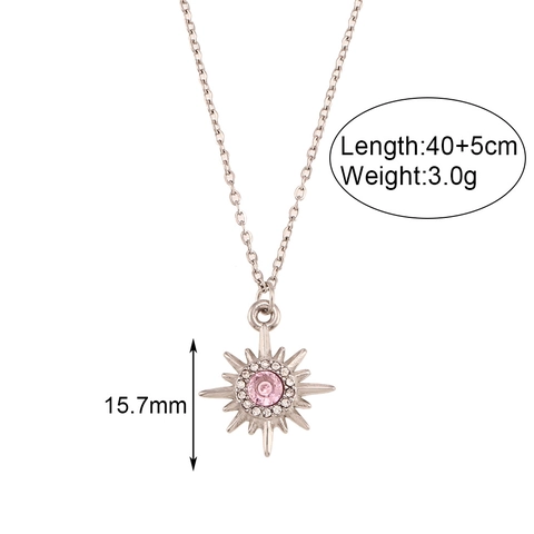 Collana Con Pendente Stella A Otto Punte In Acciaio Inossidabile Placcato Oro 18K Con Zircone Perla Artificial Gioielli Donna
