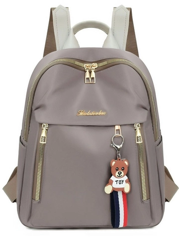 Zaino Moda Donna Tessuto Oxford Nylon Impermeabile Grande Capacità Borsa Viaggio Con Portachiavi Orso Tendenza Coreana