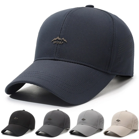 Men Baseball Cap Outdoor Breathable Sun Protection Sport Hat Adjustable Lightweight Quick Dry Peak Cap Mountain Logo