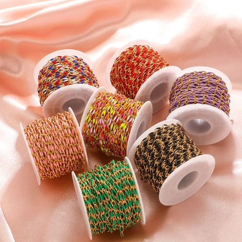 Cadena Para Joyas De Acero Inoxidable Esmalte Colorido Gota De Aceite Para Hacer Collares Pulseras DIY Carrete