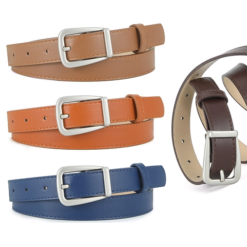 Women PU Leather Waist Belt Alloy Pin Buckle Thin Fashion Accessories For Dress Jeans Casual Style