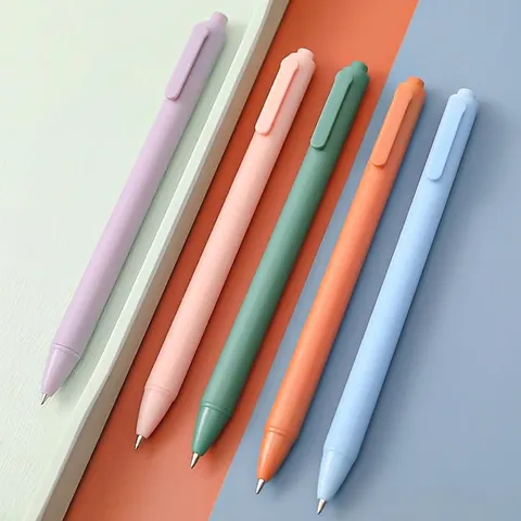 Penne Gel Retrattili Colori Macaron Plastica Opaca Punta A Proiettile 0,5mm Inchiostro Nero Cancelleria Scuola Ufficio