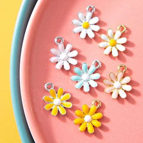 Gänseblümchen Anhänger Legierung Emaille Ölgetropft 3D Floral Charms DIY Schmuckherstellung Zubehör Für Armband Halskette