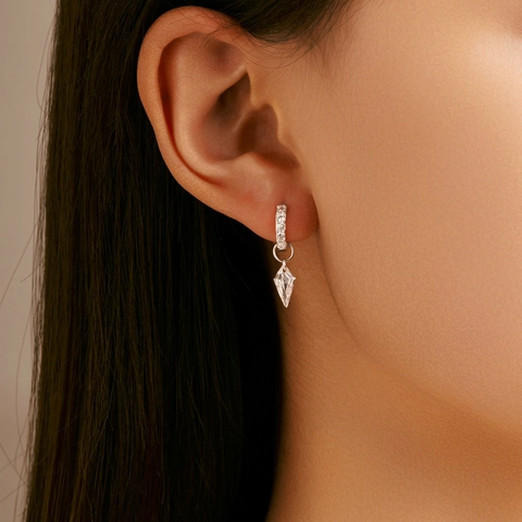 Orecchini A Cerchio In Argento Sterling 925 Con Pendenti In Zircone Cubico A Forma Di Aquilone Elegante