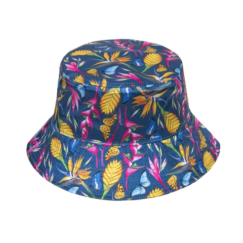 Damen Fischerhut Mit Blumenmuster Sommer Sonnenschutz Polyester Satin Tropisches Muster Strandhut