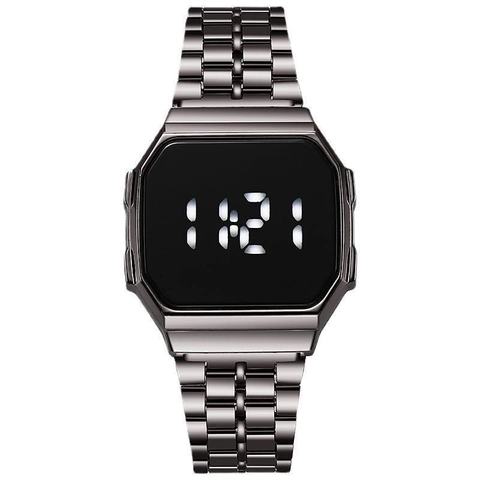 Reloj Digital Vintage Correa De Acero Aleación Pantalla LED Luminosa Cuadrado Retro Reloj Electrónico Para Hombres Mujeres